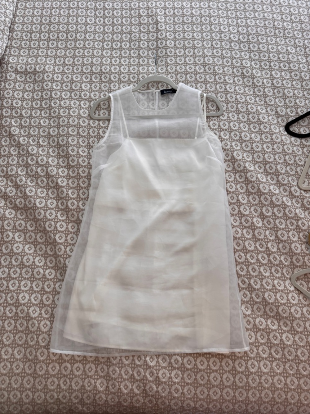 White Mini Dress with Sheer Layer - Picture 4 of 5